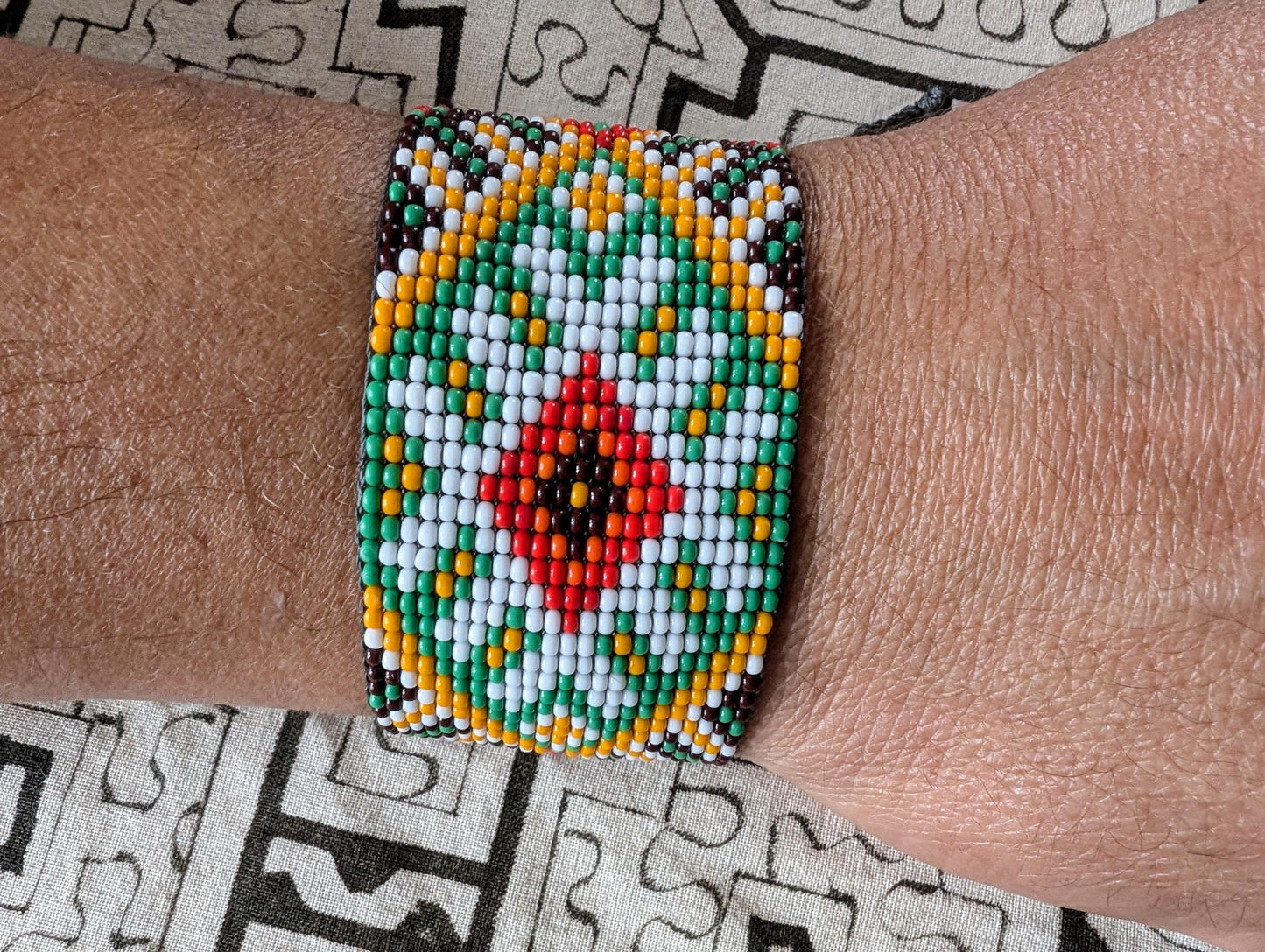 HANDMADE AMAZONIAN Beaded BRACELET with Adjustable Closure