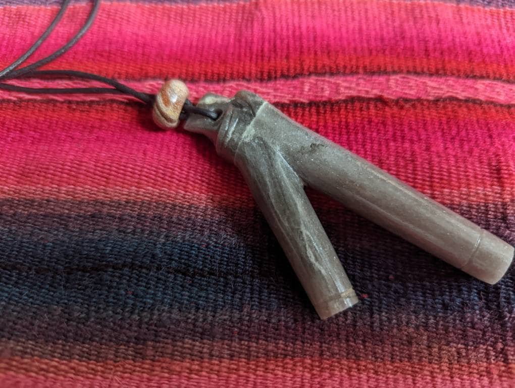 KURIPE CONDOR pendant necklace rapé hapé applicator made of Marble stone from Machu Picchu real leather string and crystal bead