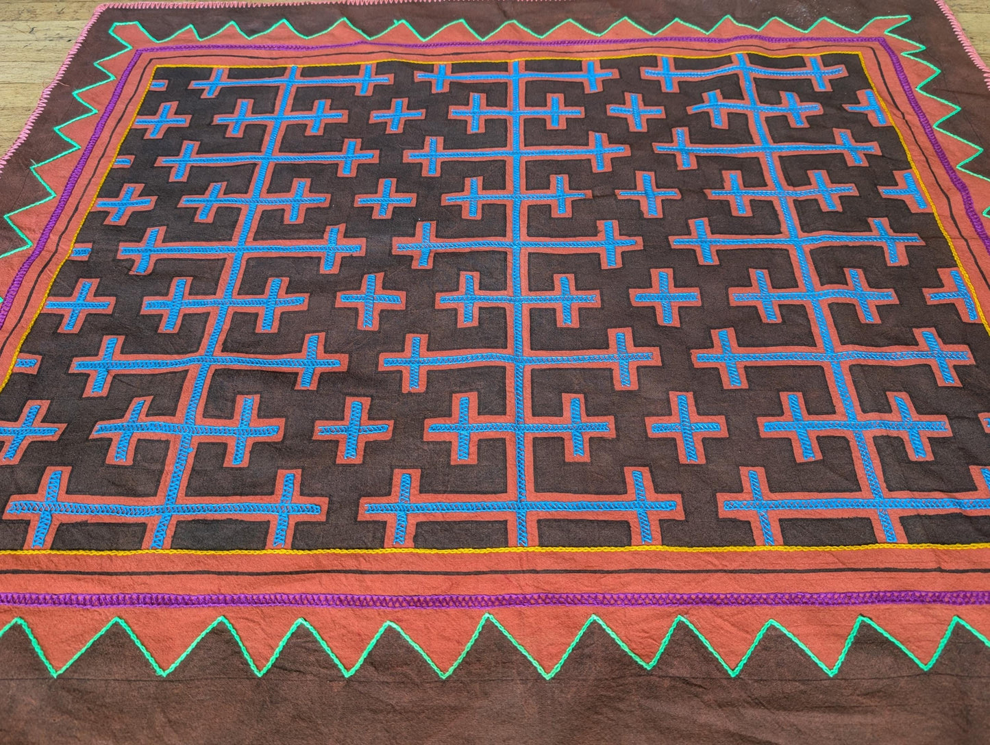 SHIPIBO IKARO KENE large tapestry shamanic altar shrine cloth natural dyes and embroidery