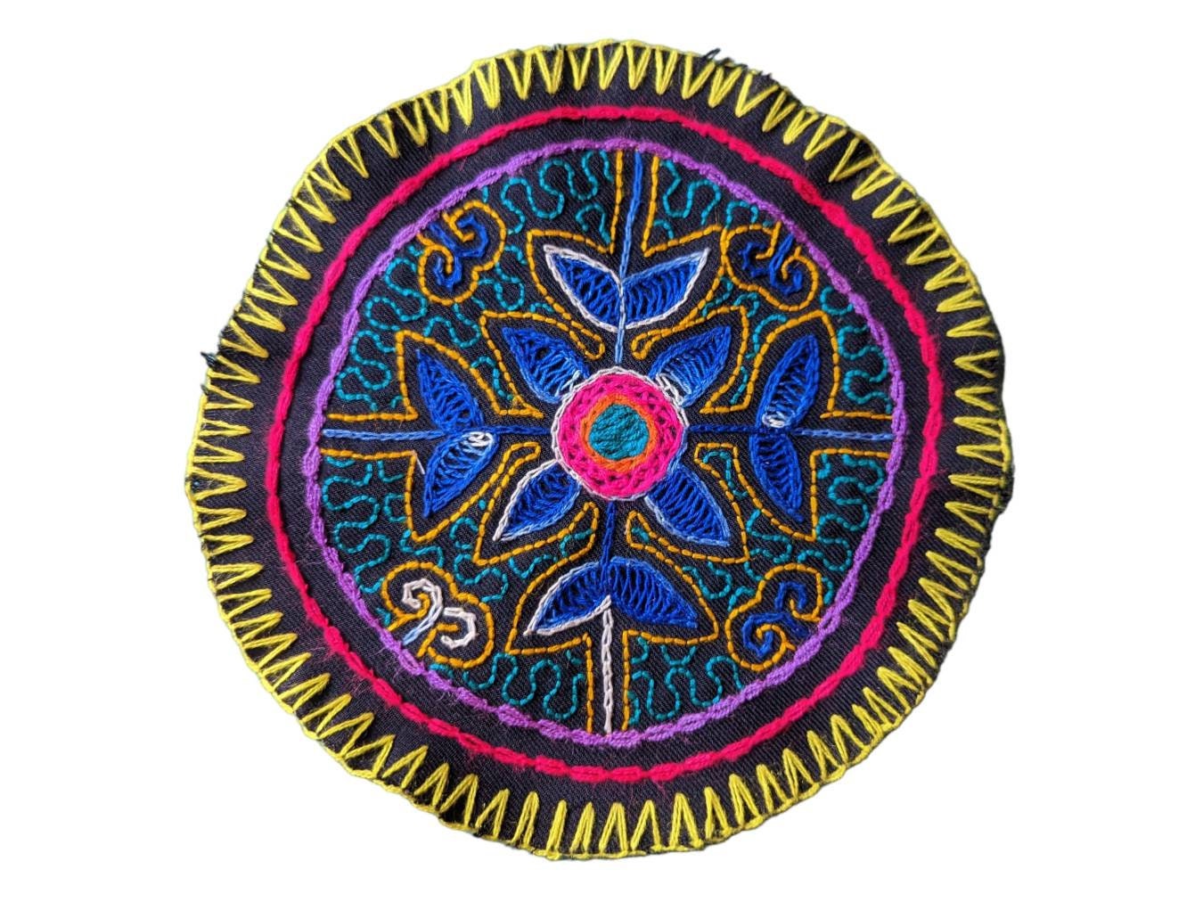 AYAHUASCA spirit SHIPIBO flower of Life round mandala tapestry cloth patch