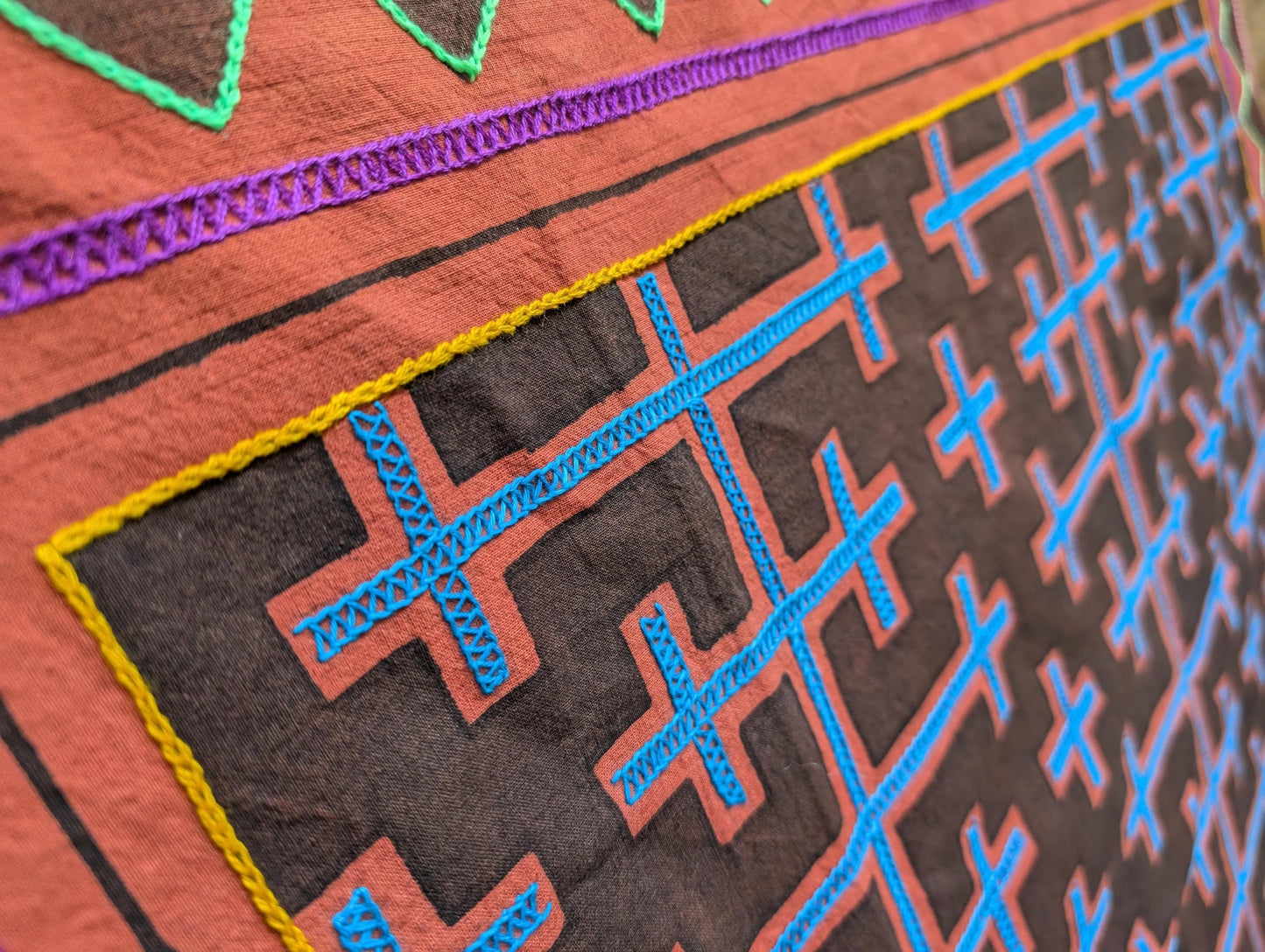 SHIPIBO IKARO KENE large tapestry shamanic altar shrine cloth natural dyes and embroidery