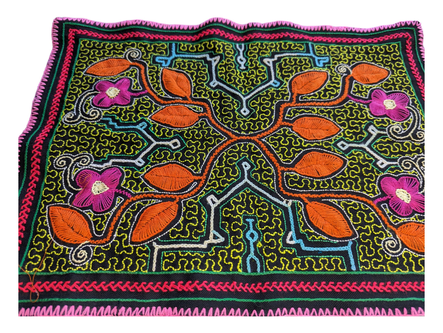 SHIPIBO TOBACCO DESIGN Cloth wall hanging embroidery tapestry spirits plants dmt inspired vision tribal art