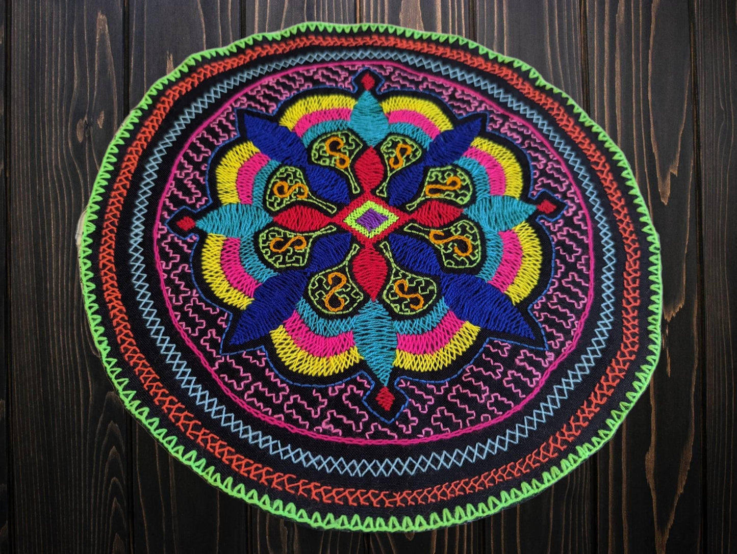 Flower of Life SHIPIBO MANDALA Patch Ícaro Ayahuasca shamanic vision 24 cm/9.4 in
