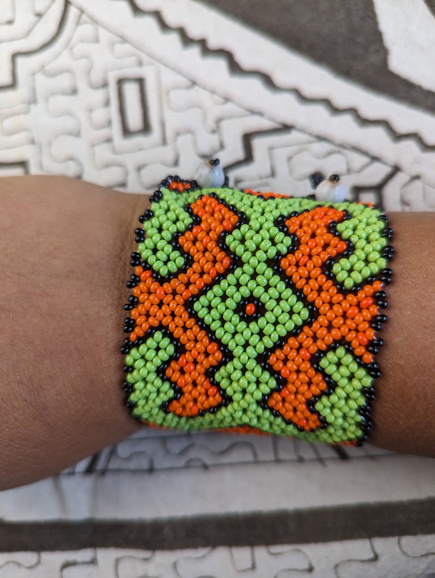 BEADED SHIPIBO TRIBAL Bracelet geometric native beading Amazonian design