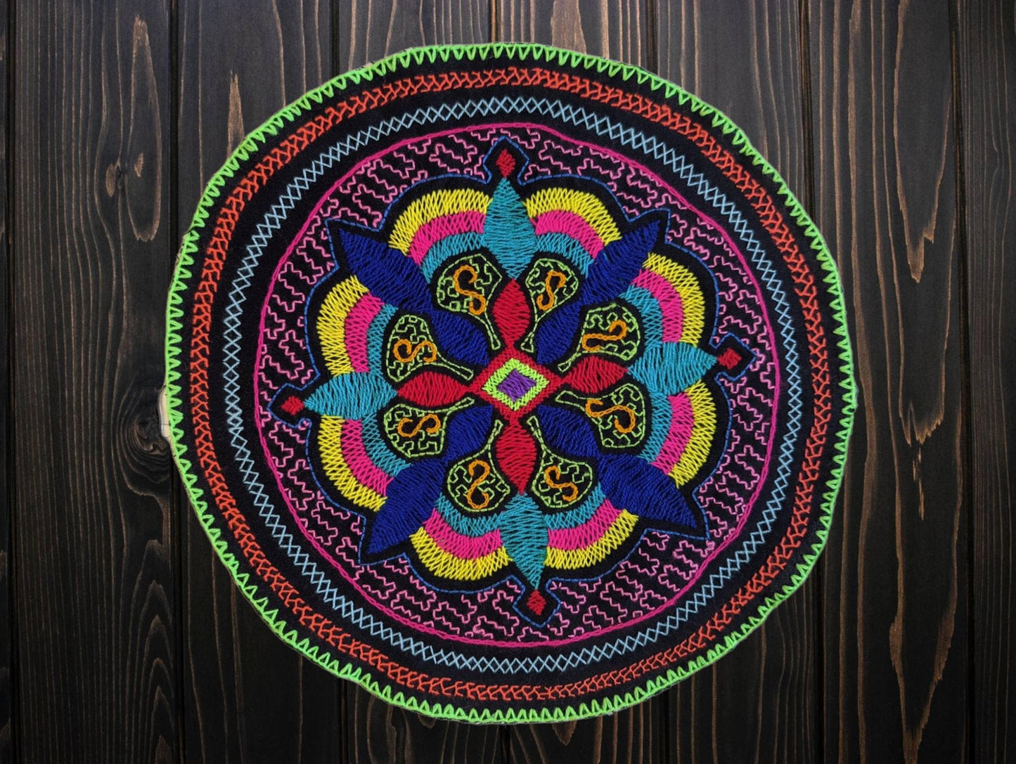 Flower of Life SHIPIBO MANDALA Patch Ícaro Ayahuasca shamanic vision 24 cm/9.4 in