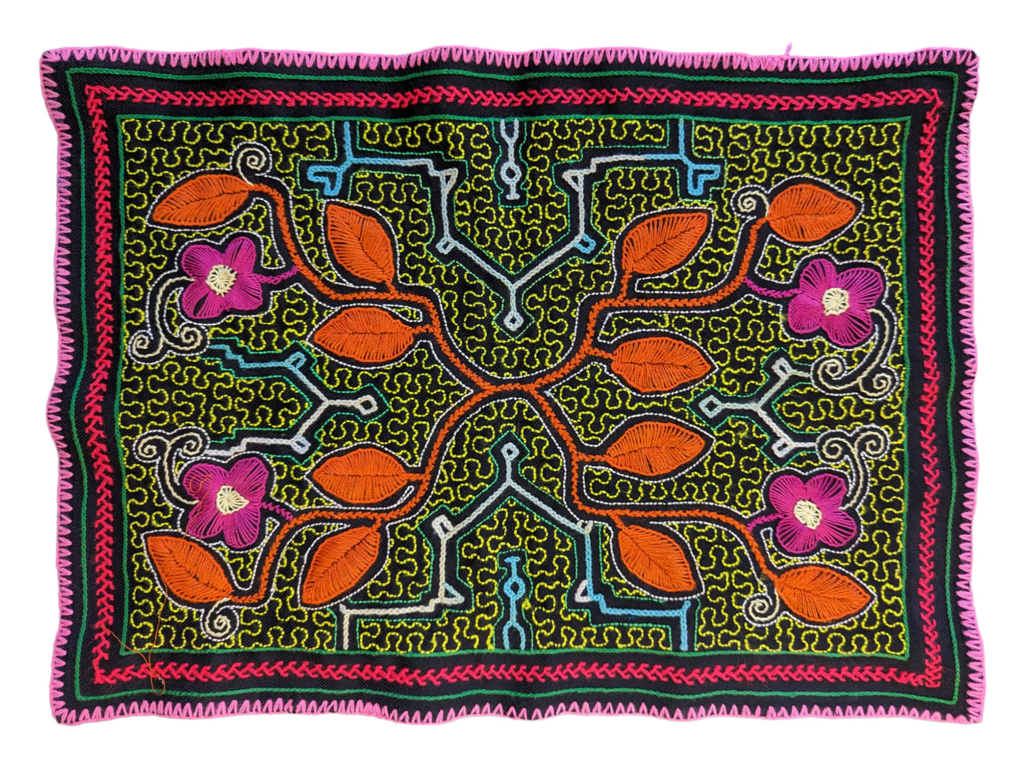 SHIPIBO TOBACCO DESIGN Cloth wall hanging embroidery tapestry spirits plants dmt inspired vision tribal art