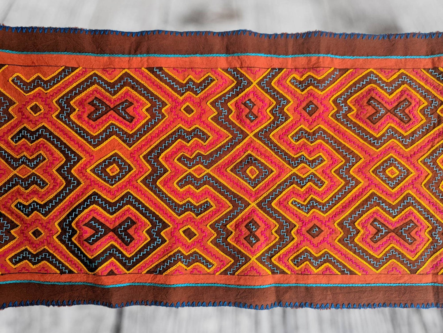 PAINTED SHIPIBO tapestry table runner