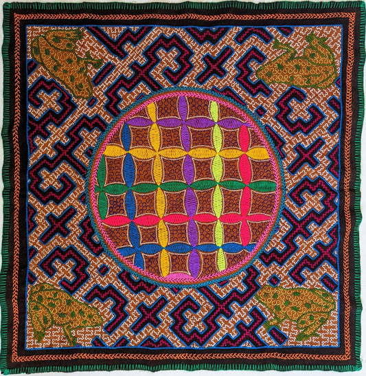SHIPIBO tapestry Flower of Life Mandala KAMBO FROG Xao Kené Ancestral Amazonian information Milenial design