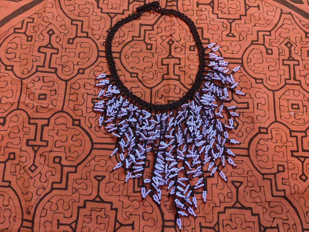 SHIPIBO BIB NECKLACE authentic beaded  cascade  design