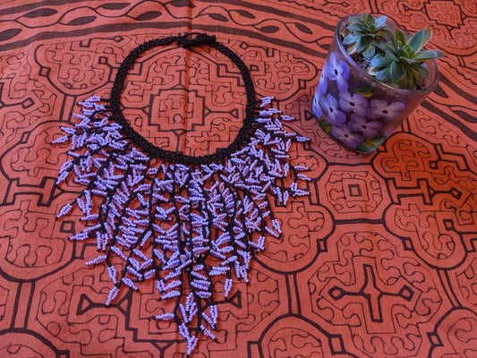 SHIPIBO BIB NECKLACE authentic beaded  cascade  design