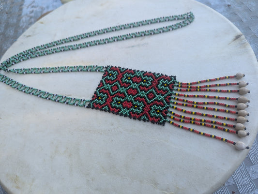 Authentic SHIPIBO SHAMANIC necklace"pechera Maya Kené design for transformation