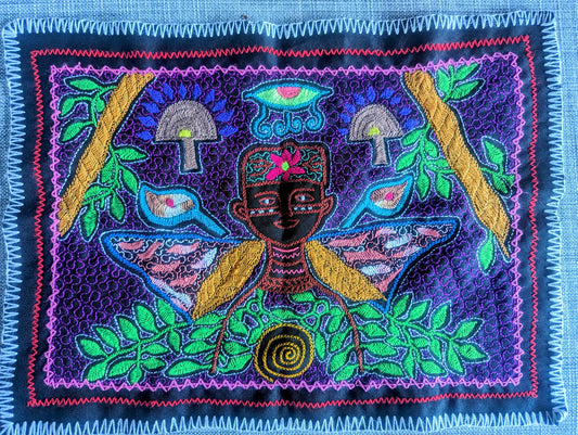 SHIPIBO SHAMAN CURANDERO tapestry Amazonian Shamanic small handmade embroidered cloth Maestro Healer Chaman altar cloth 47x35cms/18.5 x14 in
