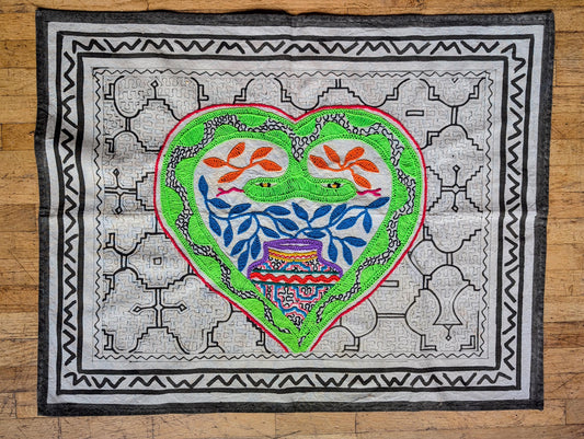 SHIPIBO HEART Chakra opening beyond duality  sacred ANACONDA tapestry altar shamanic cloth wall hanging home decor