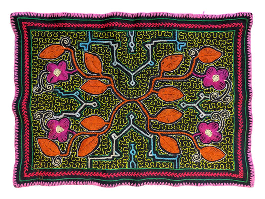 SHIPIBO TOBACCO  DESIGN Cloth wall hanging embroidery tapestry  spirits plants dmt inspired vision tribal  art